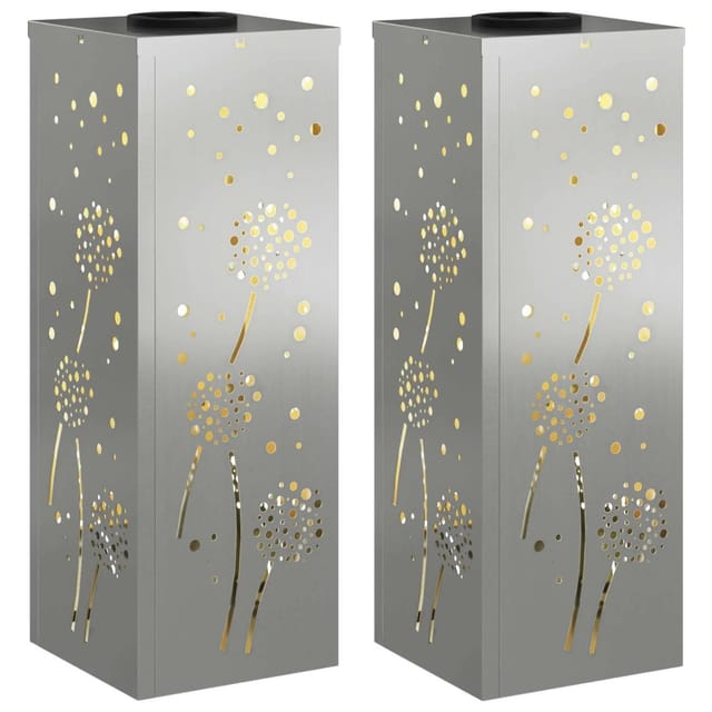 vidaXL Solar LED Weg Licht 2 Stk Silber Galvanisiertes Stahl 879770