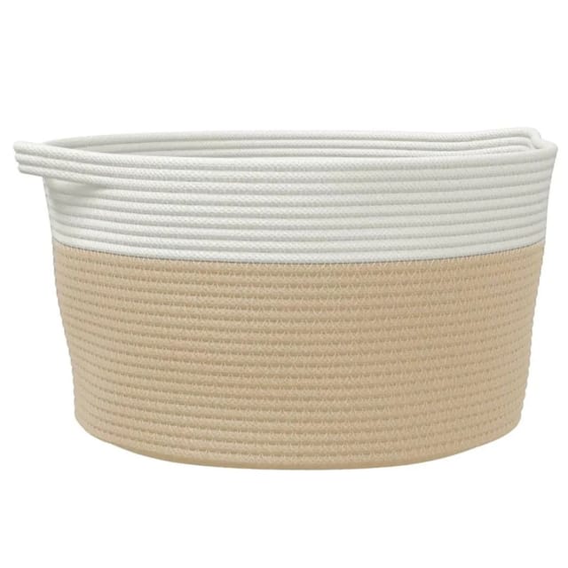 vidaXL Aufbewahrungskorb Beige und Weiß Ø40x25 cm Baumwolle 358463