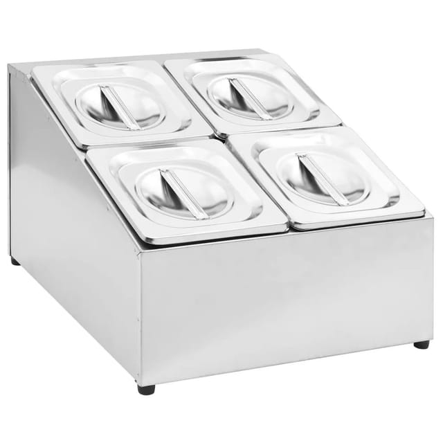 vidaXL Gastronorm-Ständer mit 4 GN 1/6 Behältern Edelstahl 51223