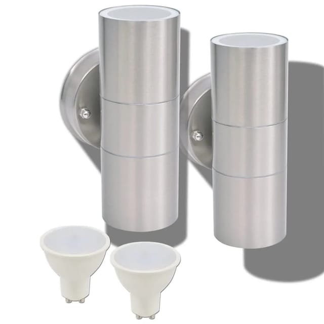 vidaXL LED-Außenwandleuchten 2 Stk Edelstahl Auf-/Abwärts 42415