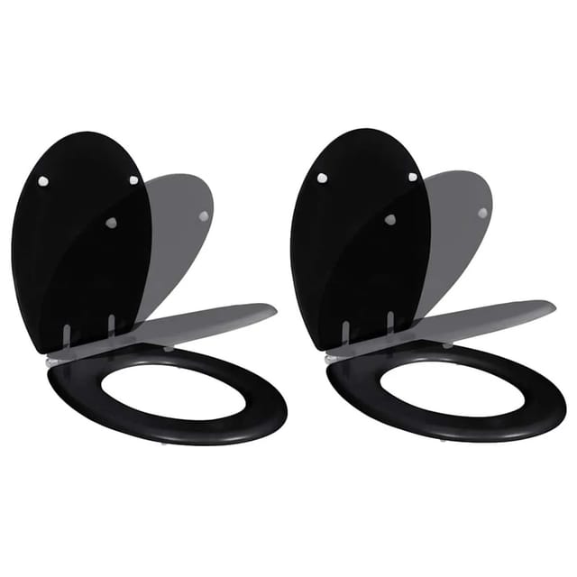 vidaXL Toilettensitze 2 Stk mit Absenkautomatik MDF Schwarz 275905