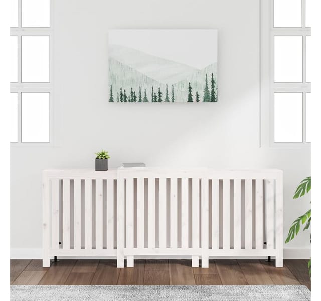 vidaXL Heizkörperverkleidung Weiß 210x21x85 cm Massivholz Kiefer 822587