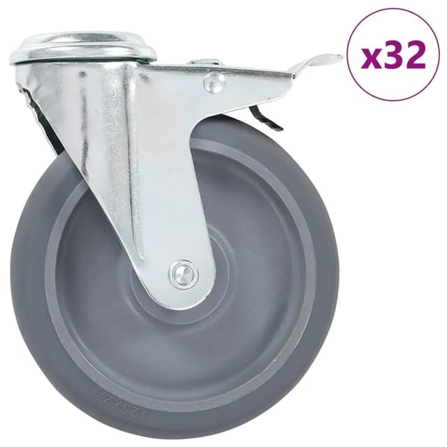 vidaXL 32 Stk Lenkrollen mit Rückenloch 125 mm 277880