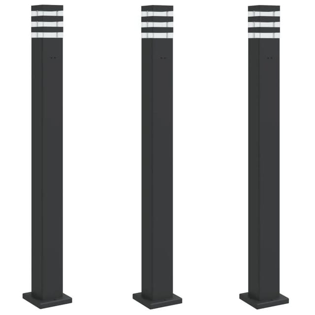 vidaXL Wegeleuchten mit Steckdose 3 Stk Schwarz 110 cm Aluminium 4006410