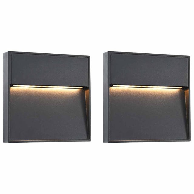 vidaXL Außenwandleuchten 2 Stk LED 3W Schwarz Quadratisch 45659