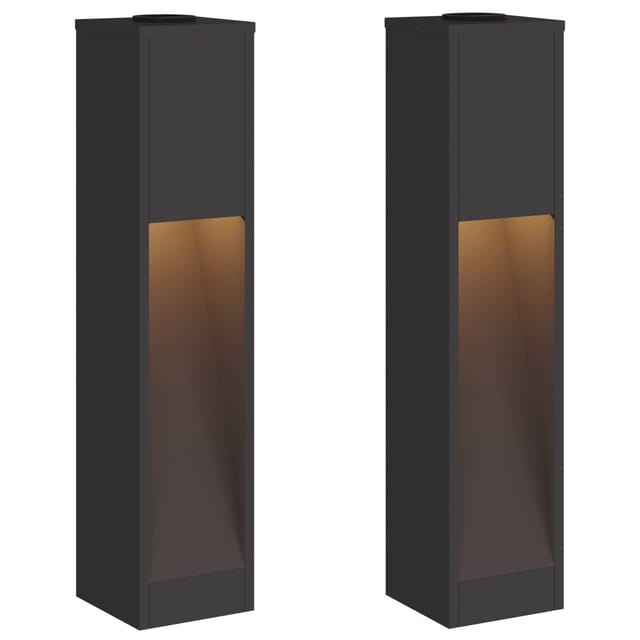 vidaXL Solar LED Wegeleuchte 2 Stk Schwarz Kalt Gewalzter Stahl 879716