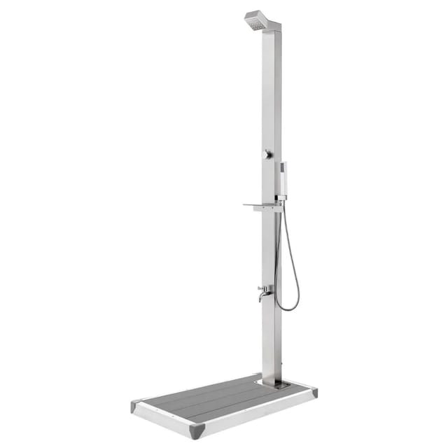 vidaXL Gartendusche mit Grauer Bodenplatte 225 cm Edelstahl 3070782