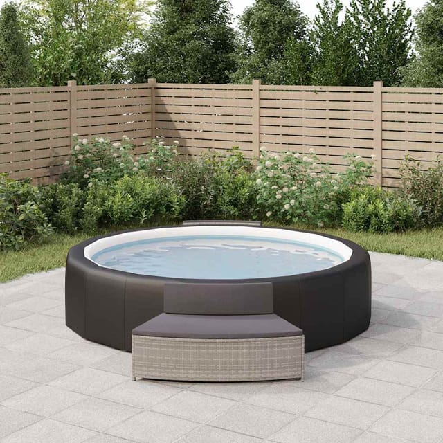 vidaXL Whirlpool-Bänke mit Auflagen 2 Stk Grau Poly Rattan 362263