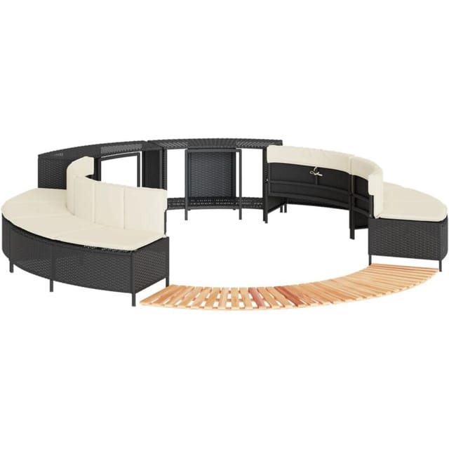 vidaXL Whirlpool-Umrandung Schwarz Poly-Rattan und Massivholz Akazie 3270643