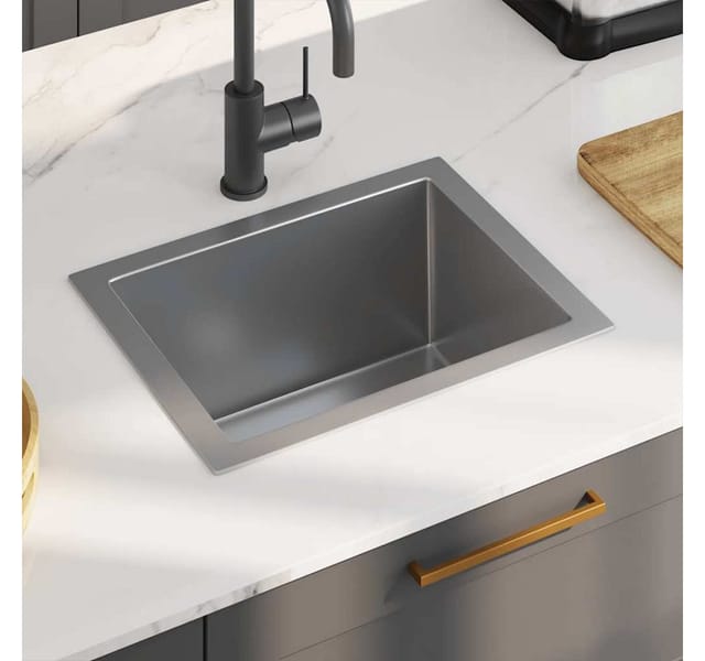 vidaXL Handgemachte Einbauspüle Edelstahl 51506