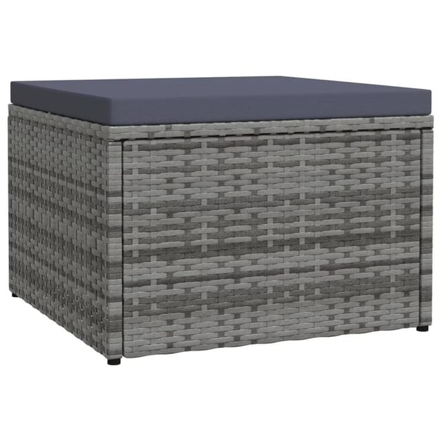vidaXL Outdoor-Fußhocker mit Kissen Grau Polyrattan 310488