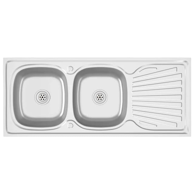vidaXL Doppelspüle Silbern 1200x500x155 mm Edelstahl 147238