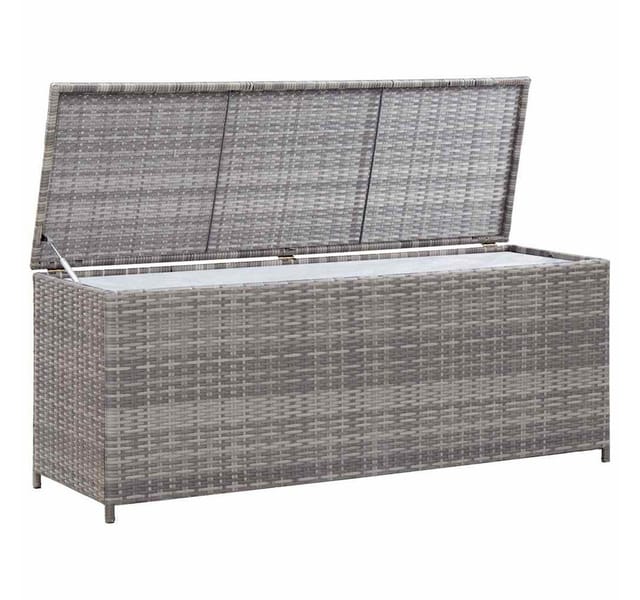 vidaXL Garten-Auflagenbox Grau 150x50x60 cm Poly Rattan 46462