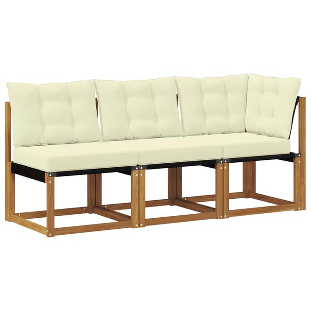 vidaXL Outdoor Mittel- und Ecksofa mit Kissen 3 Stück Natur 900617