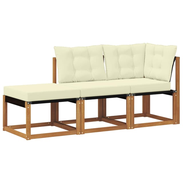 vidaXL Outdoor-Schnittsofa-Einheiten 3 Stück Natur und Creme 900625