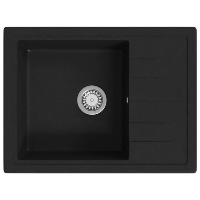 vidaXL Küchenspüle mit Überlauf Oval Schwarz Granit 147101