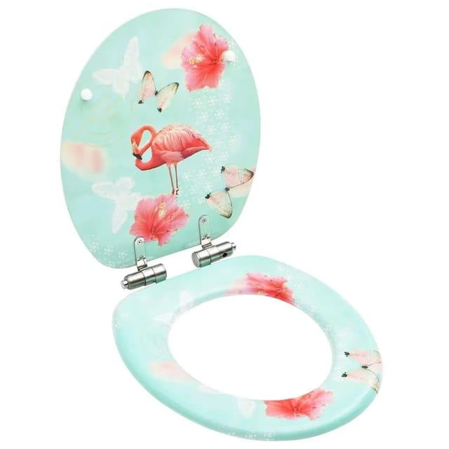vidaXL Toilettensitz mit Soft-Close-Deckel MDF Flamingo-Design 146912
