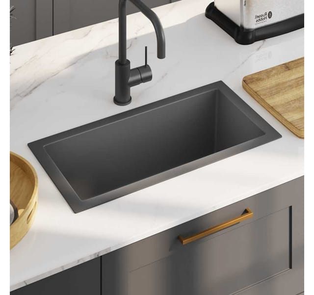 vidaXL Handgemachte Einbauspüle Schwarz Edelstahl 51505