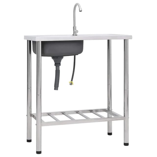 vidaXL Camping-Spüle mit Wasserhahn Edelstahl 151213