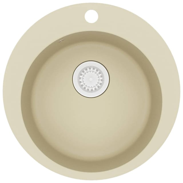 vidaXL Granitspüle Einzelbecken Rund Beige 144864