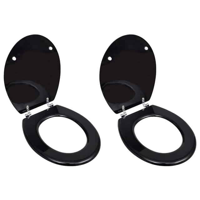 vidaXL Toilettensitze mit Deckel 2 Stk MDF Schwarz 275908