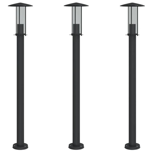 vidaXL Wegeleuchten 3 Stk Schwarz 100 cm Edelstahl 4006356