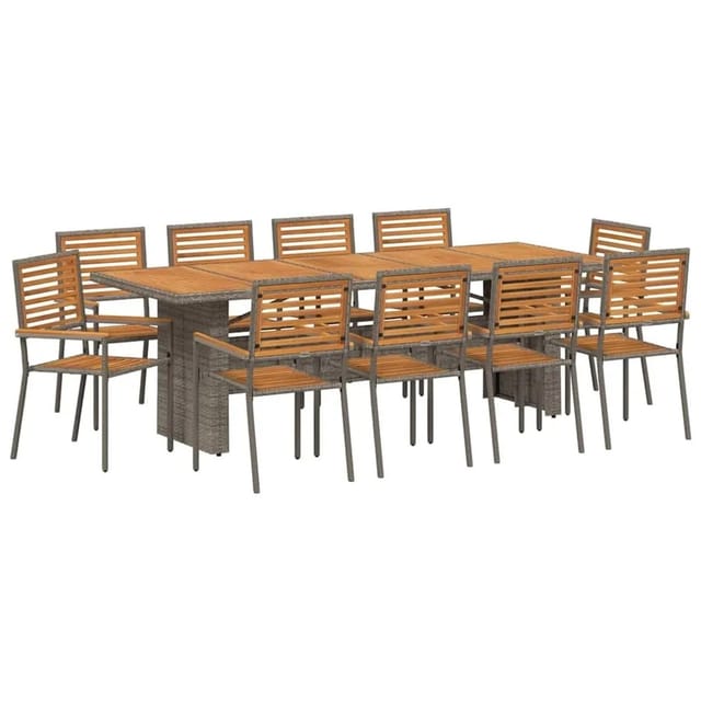 vidaXL Garten Essgruppe 11 Stk Grau und Braun Poly-Rattan 3365449