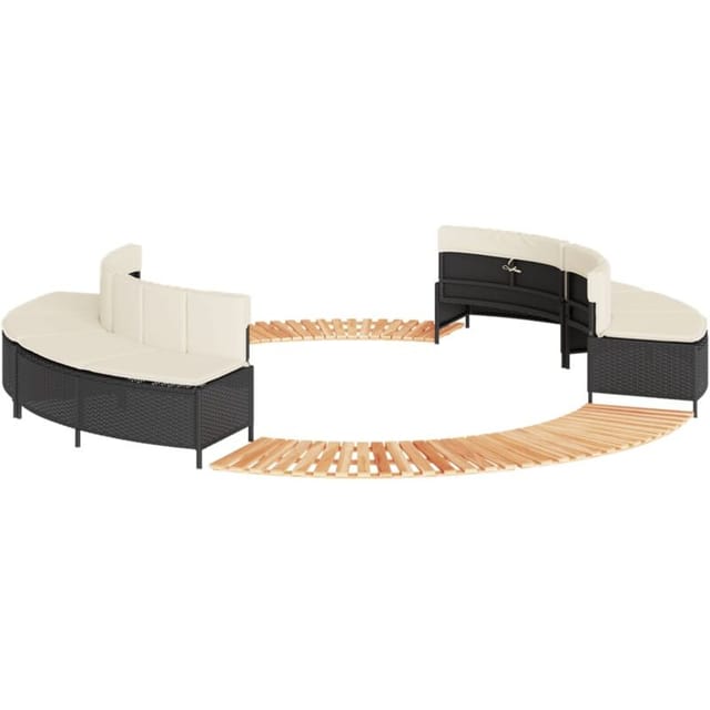 vidaXL Whirlpool-Umrandung Schwarz Poly-Rattan und Massivholz Akazie 3270637
