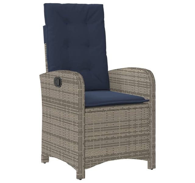 vidaXL Gartensessel mit Kissen 2 Stk Verstellbar Grau Poly Rattan 365175