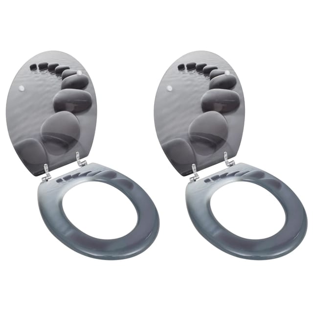 vidaXL Toilettensitze mit Deckel 2 Stk MDF Steine 275910