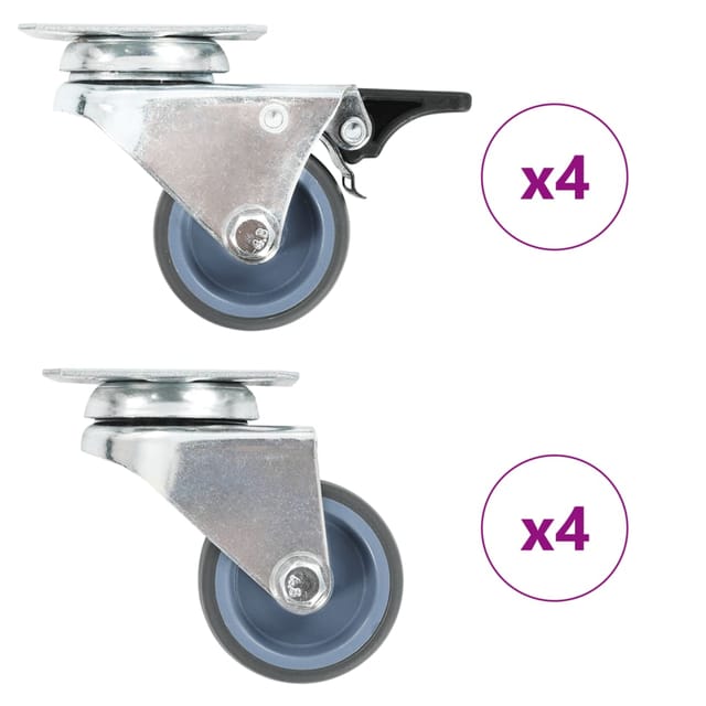 vidaXL 8 Stk Lenkrollen mit Zwillingsrad 50 mm 277921