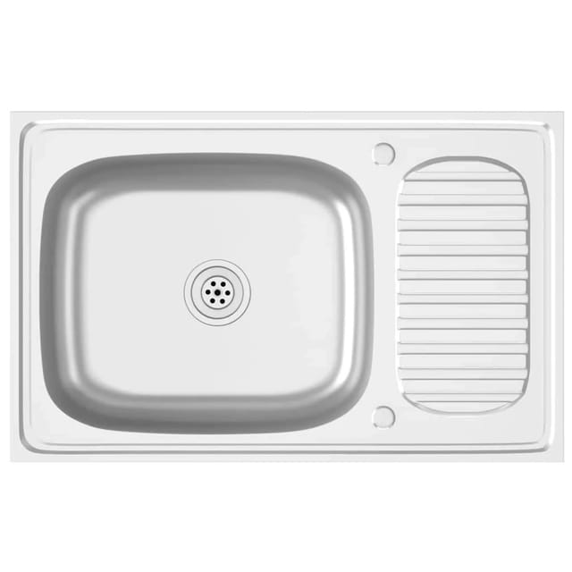 vidaXL Spüle mit Abtropffläche Set Silbern 800x500x155 mm Edelstahl 147232