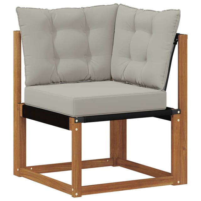 vidaXL Outdoor Ecksofa Massivholz Akazie und Textilene Stoff Natur 900602