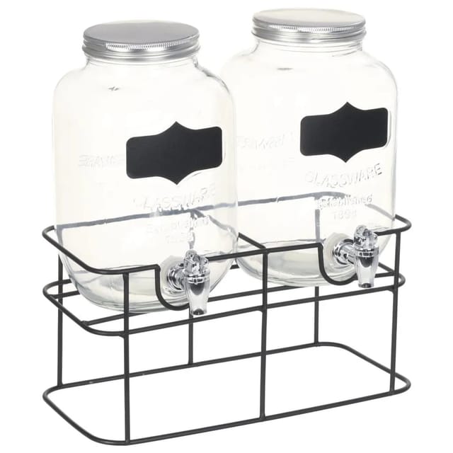 vidaXL Getränkespender 2 Stk mit Ständer 2 x 4 L Glas 50830