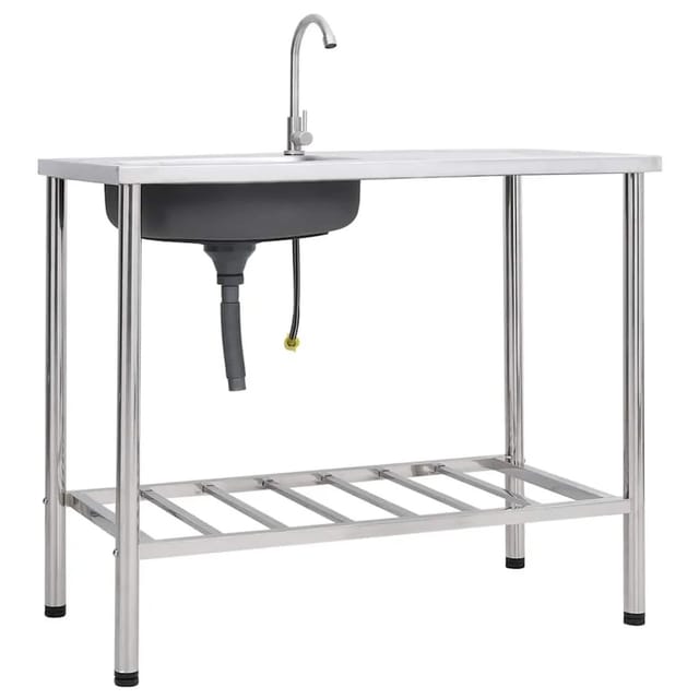 vidaXL Camping-Spüle mit Wasserhahn Edelstahl 151214