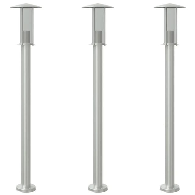 vidaXL Wegeleuchten 3 Stk Silbern 100 cm Edelstahl 4006352