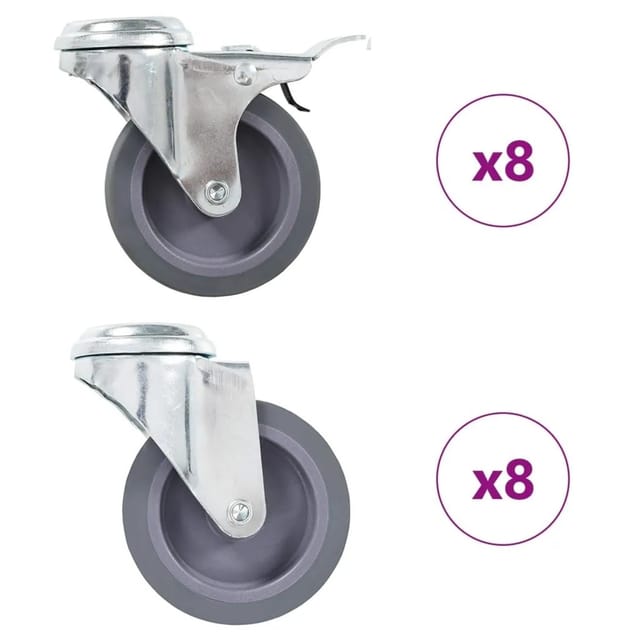 vidaXL 16 Stk Lenkrollen mit Rückenloch 75 mm 277888