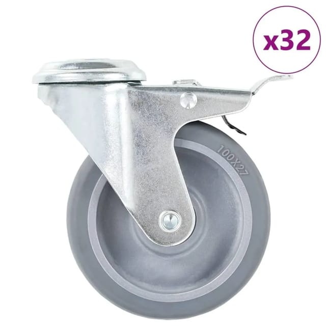 vidaXL 32 Stk Lenkrollen mit Rückenloch 100 mm 277870
