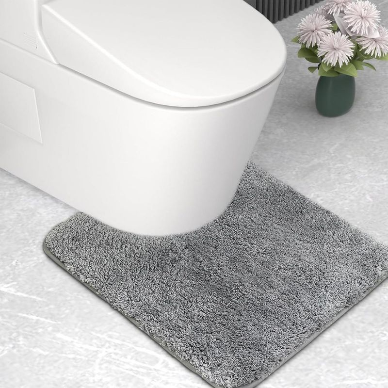 Wc-sitzschoner - Mikrofaser-badematte - Extra Dick - Super Saugfähig - U-förmig - 50 X 50 Cm - Grau, Ideal Für Zuhause Oder Büro.