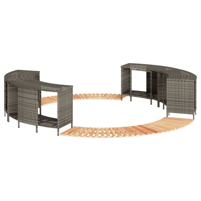 vidaXL Whirlpool-Umrandung Grau Poly Rattan und Massivholz Akazie 3270651