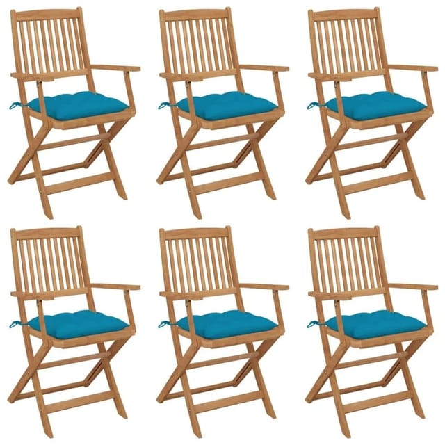 vidaXL Klappbare Gartenstühle 6 Stk mit Kissen Massivholz Akazie 3074959