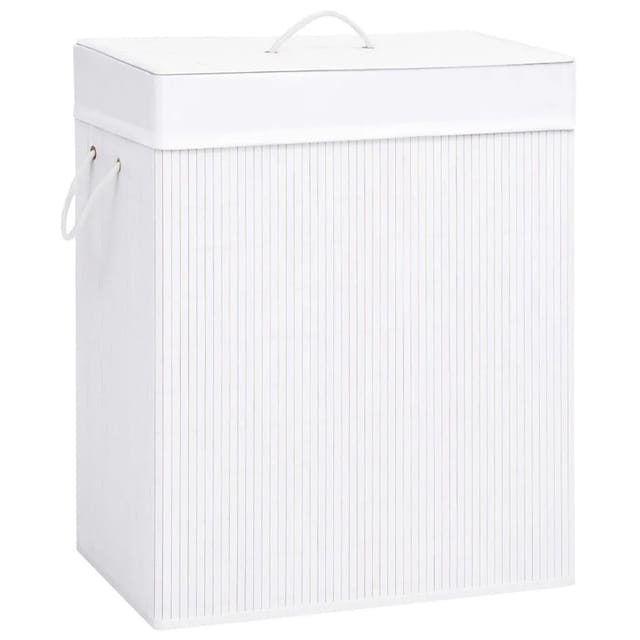vidaXL Bambus-Wäschekorb mit 2 Fächern Weiß 100 L 320744