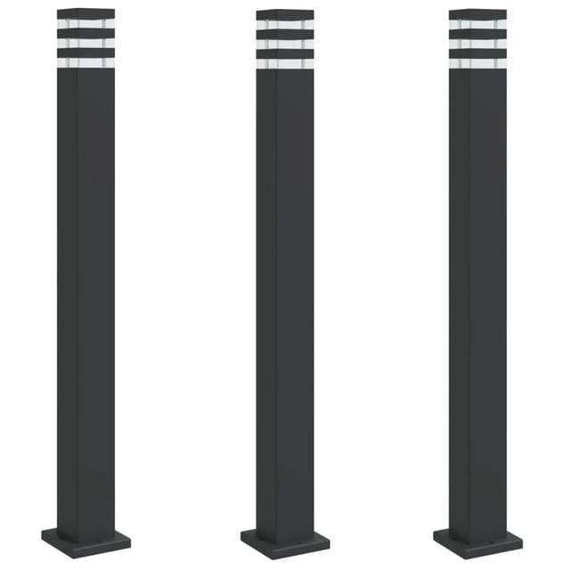 vidaXL Wegeleuchten 3 Stk Schwarz 110 cm Aluminium 4006398