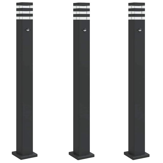 vidaXL Wegeleuchten mit Bewegungsmelder 3 Stk Schwarz 110cm Aluminium 4006404