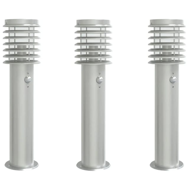 vidaXL Wegeleuchten mit Bewegungsmelder 3 Stk Silbern 60 cm Edelstahl 4006366