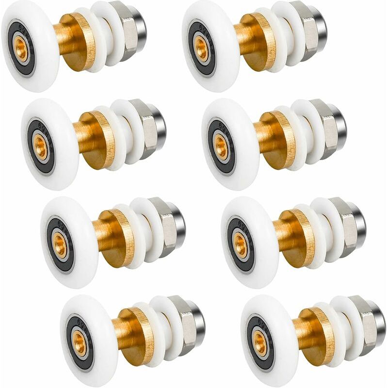 Vurahome – 8 Stück Duschkabinenrollen, 23 Mm Messing-schiebetürrollen, Ersatzrollen Für Schiebetüren, Stärke: 6 Mm
