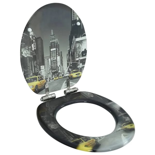 vidaXL Toilettensitz mit Soft-Close-Deckel MDF New York Design 143932