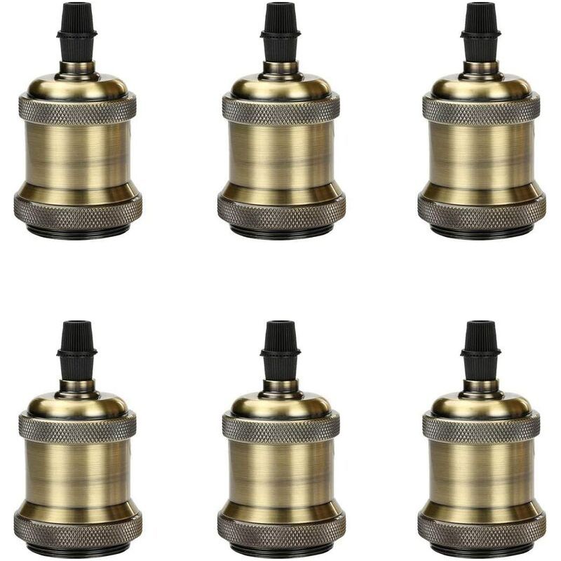 Vurahome – 6 Stück Vintage E27 Lampenfassungen, Edison Retro Pendelleuchten-fassungsadapter Aus Messing Im Vintage-stil