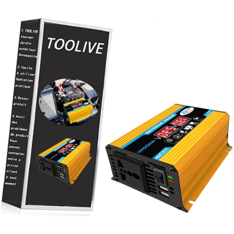 12v-auf-220v-wandler, 4000w Sinus-wechselrichter Für Autos, Dc 12v Auf 220v/110v-wandler Mit Dual-spannungsanzeige, Usb-adapter, 4,2a-ladeanschlüsse
