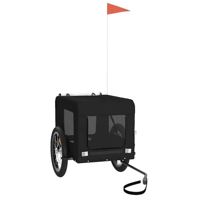 vidaXL Fahrradanhänger Hunde Schwarz Oxford-Gewebe & Eisen 93919